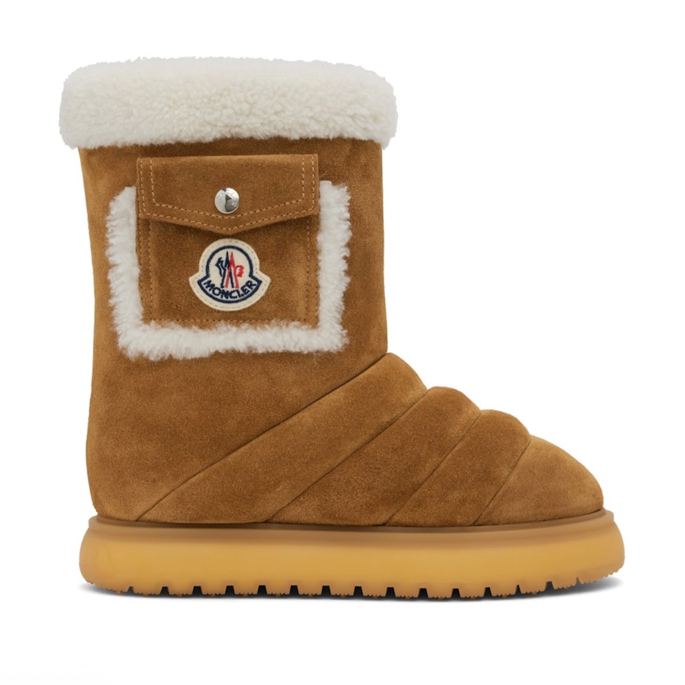MONCLER Tan Gaia Pocket Mid Snow Boots Size 38 BNIB